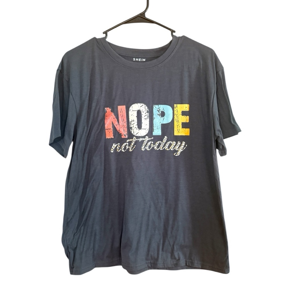 SHEIN Charcoal Tee with Bold Print